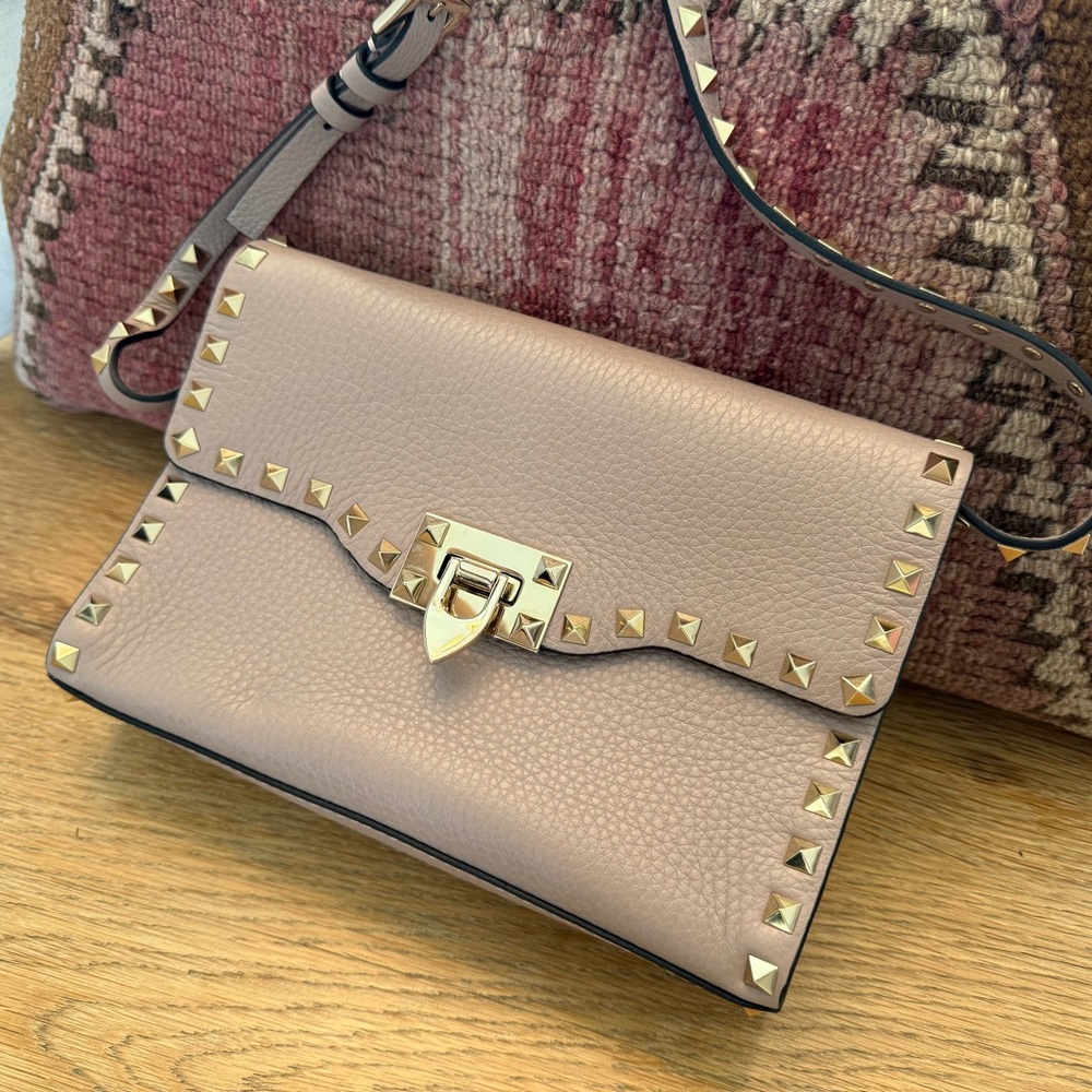 Studded Valentino Beige Leather Crossbody Bag NWT